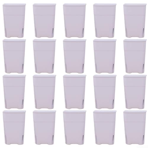 Quadratische Kunststoff-Blumentöpfe mit Drainagelöchern für Gartenarbeit im Freien und für den Balkon, entworfen für stapelbare Aufbewahrung (weiß) von JGmotorfi