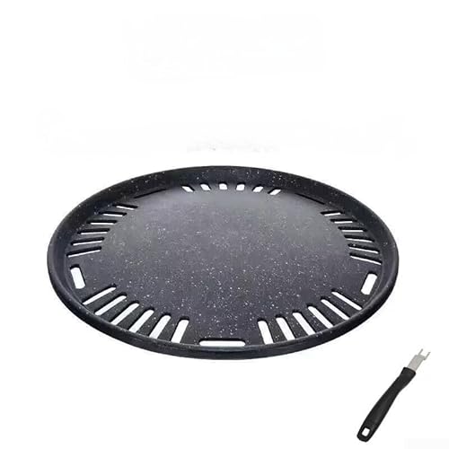 Runde BBQ Grillpfanne Antihaft für rauchfreies, koreanisches Holzkohlegrillen mit tragbarem Eisen (B) von JGmotorfi