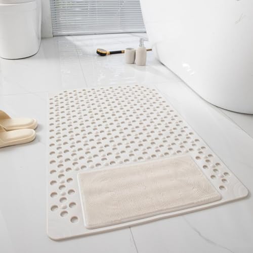 Rutschfeste Duschmatte mit mehreren Saugnäpfen und großen Ablauflöchern, entworfen, um einen sicheren Stand zu bieten und sauberere Badezimmerböden zu erhalten (weiß) von JGmotorfi