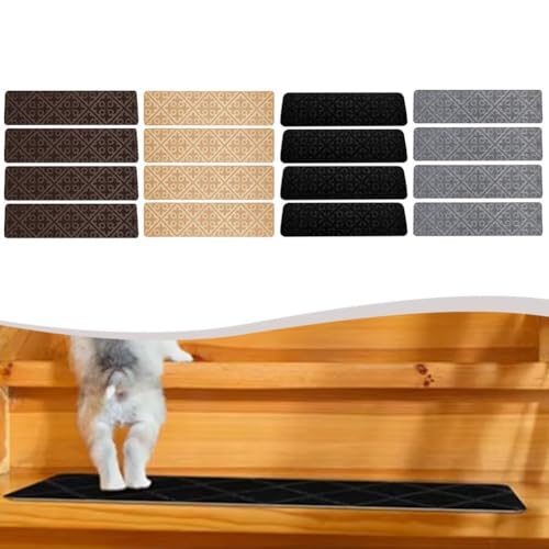 Rutschfeste Stufenmatten 4er Set, komfortable und sichere Lösung für alle Arten von Treppen zu Hause (beige) von JGmotorfi