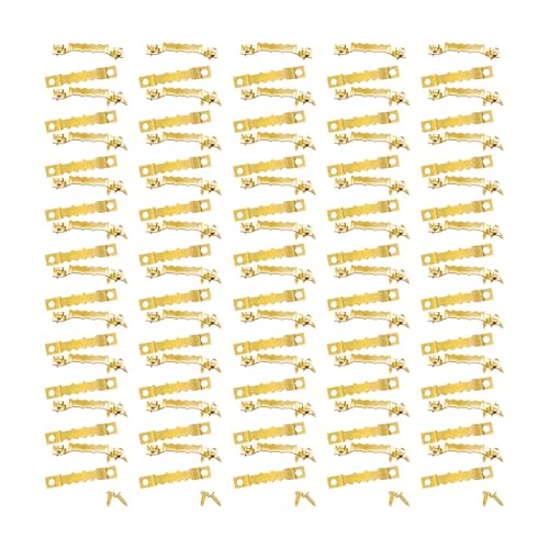 Sägezahn-Bilderaufhänger mit 100 Schrauben, Eisen-Hardware zum sicheren Aufhängen von Bilderrahmen an Wänden, goldfarben, 50 Stück Sägezahn-Bilderaufhänger mit 100 Schrauben, Eisen-Hardware zum sicheren Aufhängen von Bilderrahmen an Wänden, goldfarben, 50 Stück von JGmotorfi