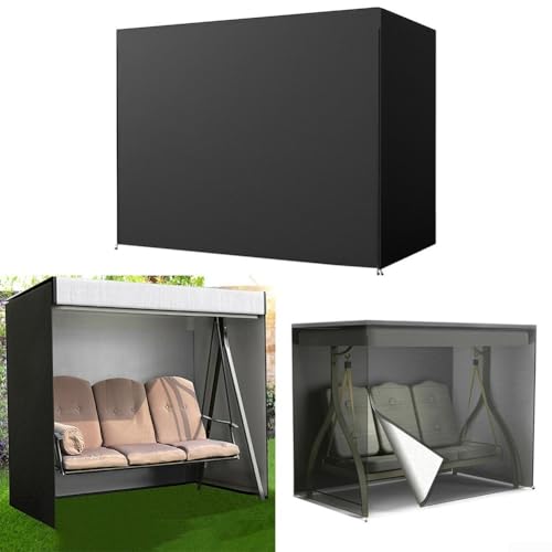 Schutzhülle für Schaukel im Freien aus 420D Oxford-Gewebe mit PVC-Beschichtung, verstellbaren, winddichten Gurten und Reißverschluss für die Nutzung auf der Terrasse (220 x 125 x 170 cm) von JGmotorfi