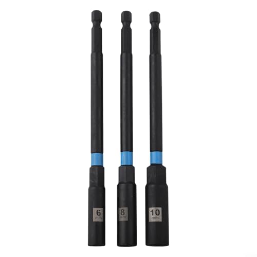 Sechskantmutter-Schraubendreher-Adapter-Steckschlüssel-Set, 3-teilig, mit 150 mm Bohrerverlängerungshülse, kompatibel mit pneumatischen und elektrischen Schraubendrehern für Maschinen- und von JGmotorfi
