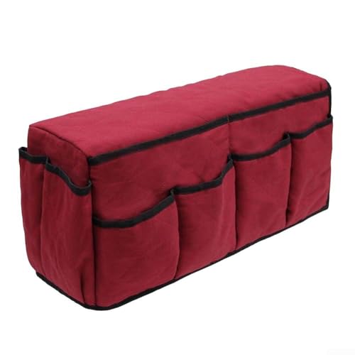 Sessel-Organizer mit wasserdichtem Baumwollstoff, Sofa-Armlehnen-Aufbewahrungstasche mit Anti-Rutsch-Funktion und 14 Taschen für Fernbedienung, Handy und mehr (weinrot) von JGmotorfi