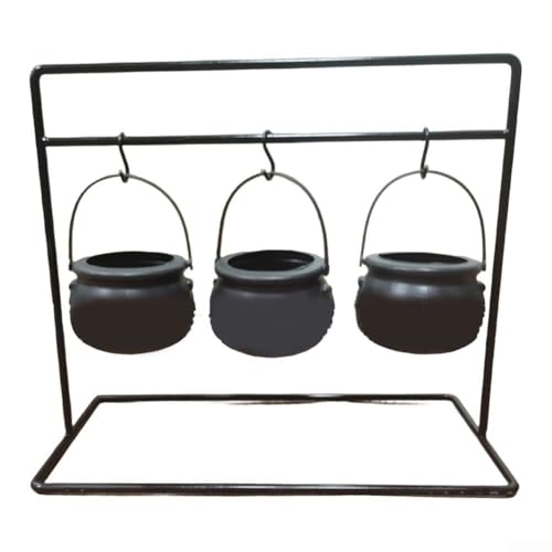 Set aus rostbeständigen hängenden Hexentopfkesseln mit Gestell, Halloween-Süßigkeitenschalen für langlebige und auffällige Dekoration (3) von JGmotorfi