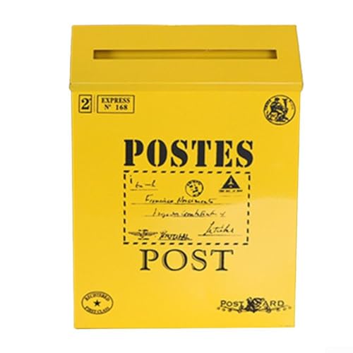 Vintage Metall Briefkasten für Wandhalterung mit rustikalem europ ischem Design, funktional und dekorativ für Wohnkultur und Fotografie Requisiten, aus Eisen (Gelb) von JGmotorfi