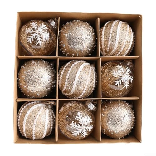 Weihnachtskugel-Ornamente, Set mit 6 oder 9 80 mm Kunststoffkugeln mit Haken für Weihnachtsbaum- und Veranstaltungsdekoration (Original C 8 cm9) von JGmotorfi