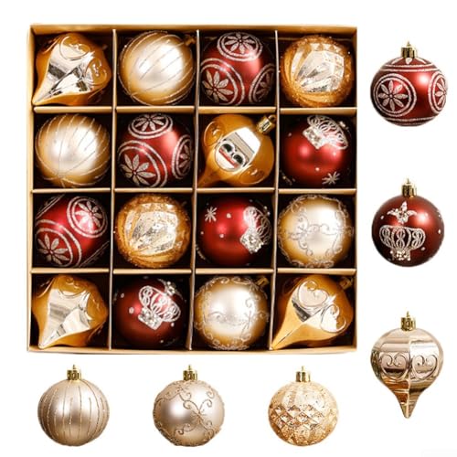 Weihnachtskugel-Set für Baum und Kranz, Weihnachtskugel-Ornamente, geeignet für Urlaubsdekoration, hergestellt für den längeren saisonalen Gebrauch (16 Stück) von JGmotorfi
