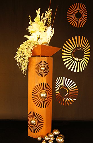8-Eck Säule Fächer + Schale Classic Edelrost Rost Metall Gartendeko Garten Stele von JH-Metalldesign