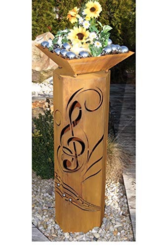 8-Eck Säule La Traviata + Schale Classic Edelrost Rost Metall Gartendeko Garten Stele von JH-Metalldesign