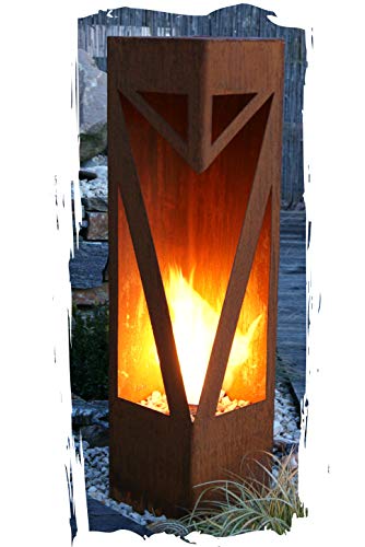 Feuersäule Classic Edelrost Rost Metall Gartendeko Garten Stele Fackel Feuer Säule von JH-Metalldesign