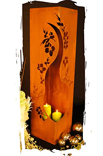 Feuersäule Kirschblüte Edelrost Rost Metall Gartendeko Garten Stele Fackel Feuer Säule von JH-Metalldesign