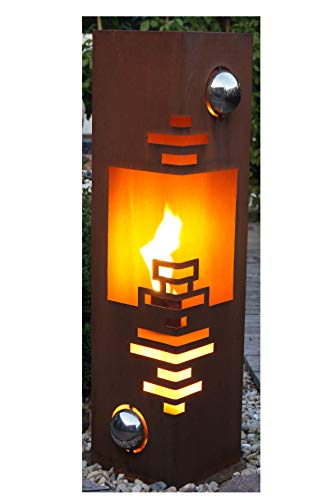 Feuersäule Modern Edelrost Rost Metall Gartendeko Garten Stele Fackel Feuer Säule von JH-Metalldesign