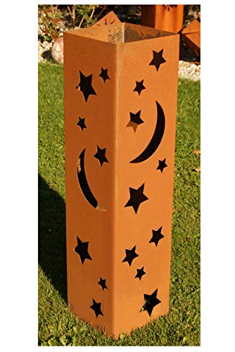 Feuersäule Sternenzauber Edelrost Rost Metall Gartendeko Garten Stele Fackel Feuer Säule von JH-Metalldesign