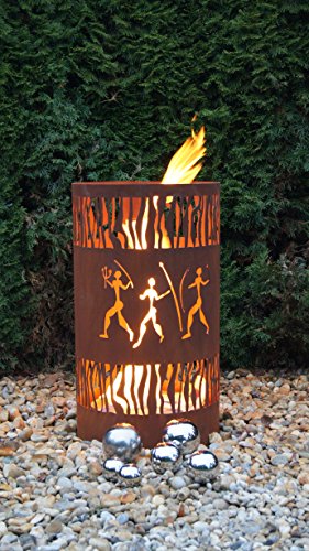 JH-Metalldesign Feuertonne Afrika Edelrost Säule Rost Feuerkorb Feuerschale von JH-Metalldesign