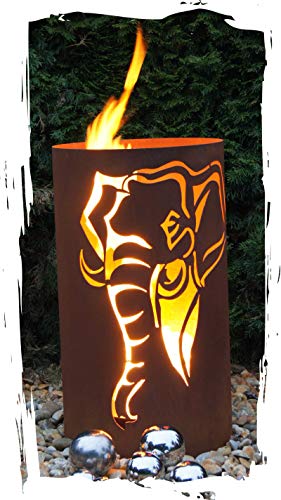 JH-Metalldesign Feuertonne Elefant Edelrost Säule Rost Feuerkorb Feuerschale von JH-Metalldesign