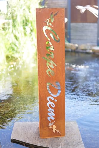 JH-Metalldesign Gartenschild Carpe Diem Roststecker Aufsteller Stele Edelrost Rost Gartendeko von JH-Metalldesign