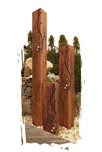 JH-Metalldesign Säulenset Barocco Säule Set Edelrost Rost Romantik Gartendeko Garten Edelstahl - Kugeln von JH-Metalldesign