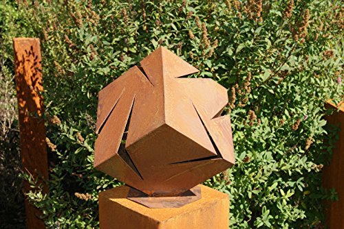Würfel Twister Risse Edelrost Rost Metall Gartendeko f.Säule von JH-Metalldesign