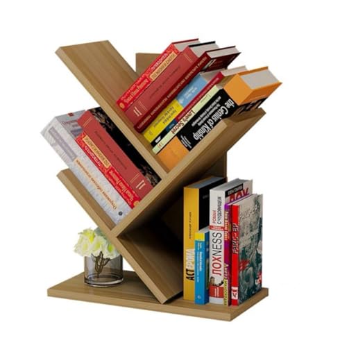 Baum-Bücherregal, 3 Regal Hölzernes Schreibtisch Organizer Regal, Lagerung Organizer Regale Boden Stehend Bücherregal Schreibtisch Für Schlafzimmer, Wohnbereich, Zuhause, Büro(Size:30X17X38cm,Color:a) von JHAISMAO