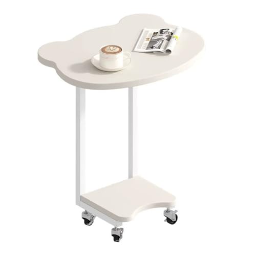 C Seitentisch Laptop Tablette Büro Bar Tische Mit Metalltop Abschließbar Räder Weiß Rollwagen Snacktisch Für Couch Mobile Slides Neben Schlafsofa, Für Fernseher Tablett Tische(Size:30x25x60cm) von JHAISMAO