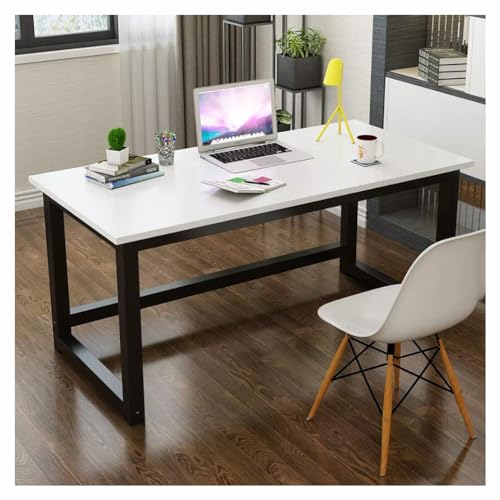 Computer Büro Schreibtisch Klein MDF Schreibtisch Schreiben Schreibtisch 180x80 Cm Für Zuhause Büro Schreibtisch PC Arbeitsplatz Metall Stabiler Rahmen Dicker Stahlbeine(Size:180x70x73cm,Color:White) von JHAISMAO