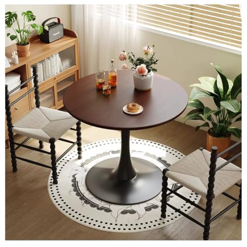 JHAISMAO 80 cm Runden Holz Abendessen Nussbaum Esstisch Seitentisch Küche Modern Wohnzimmer Möbel Mit Metallpodestbasis Für Cafe Wohnzimmer(Size:70x70x73cm,Color:Walnuss) von JHAISMAO