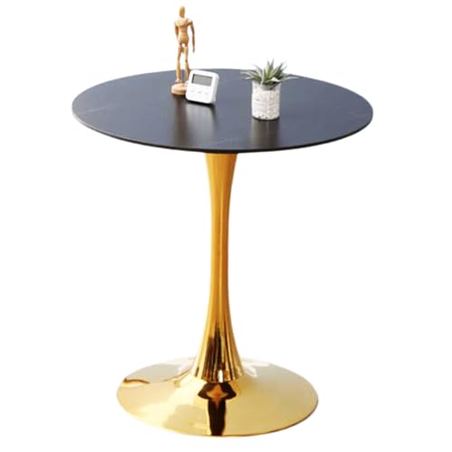 JHAISMAO Esstisch Modern Marmor Esstisch Mitte des Jahrhunderts Gold Tulpentisch Mit Metallrahmen Für 2-4 Personen Kleines Raumhaus Beistelltisch Freizeit Couchtisch(Size:80cm) von JHAISMAO