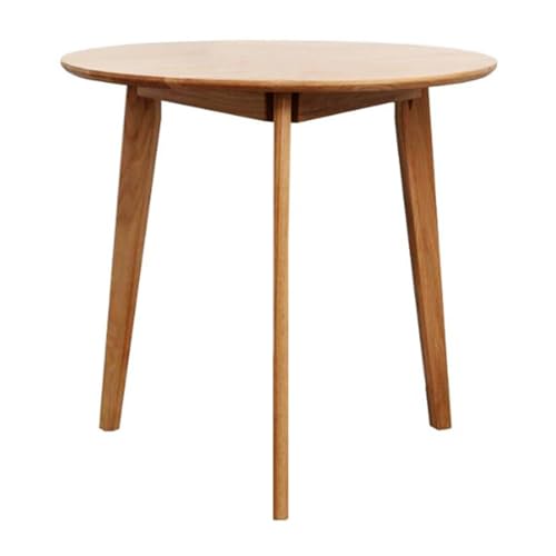 JHAISMAO Esszimmertisch Esszimmer Tisch Mit Eichenholz-Finish Massivholz Klein Modern Rund Schwer Belastbar Mitte Jahrhundert Weinlese Küche Couchtisch Natürlich(Size:60cm) von JHAISMAO