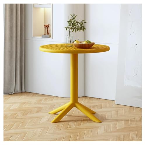 JHAISMAO Garten Esstisch, Pp Terrasse Bistro -Tisch Mit Regenschatzloch, Allwetter Im Freien Gespräch Seitentisch Für Balkon Hinterhof Pool Tisch(Size:60x75cm,Color:Gelb) von JHAISMAO
