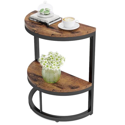JHAISMAO Halbe Runde Endtisch, Mit Metallrahmen, 2-stufig Schmal Seitentisch Halbkreis Tabelle, Halbmond Klein Kaffeeakzentisch Nachttisch Für Wohnzimmer, Schlafzimmer(Size:50x25x60cm) von JHAISMAO