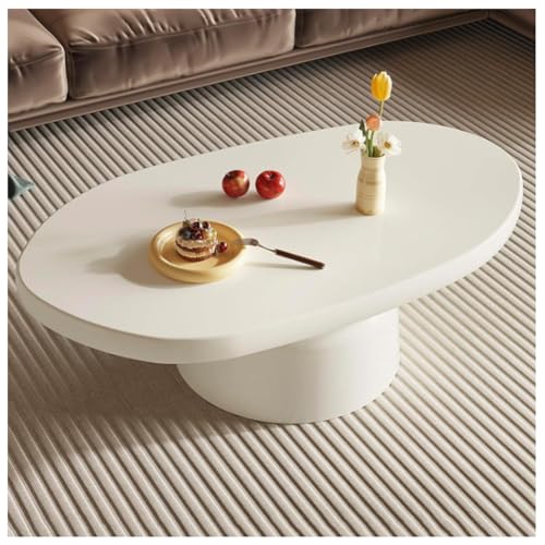 JHAISMAO Oval Couchtisch Für Wohnzimmer Modern Zentraler Tisch Mit Stabiler Basis Weiß Mitte Tisch, Einzigartige Teetische, Einfache Montage, Raumsparung Einzigartiges Design Akzenttisch(Color:weiß) von JHAISMAO