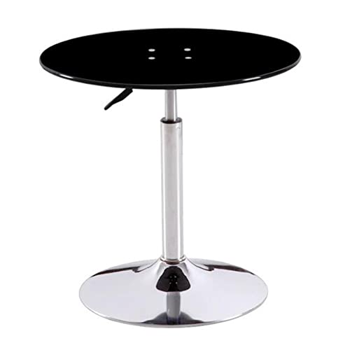 JHAISMAO Runder Glastisch Bartisch Höhenverstellbarer Glastisch Gehärtetes Glas Balkon Couchtisch Hebbarer Tisch Kleiner Couchtisch(Size:60cm,Color:Schwarz) von JHAISMAO