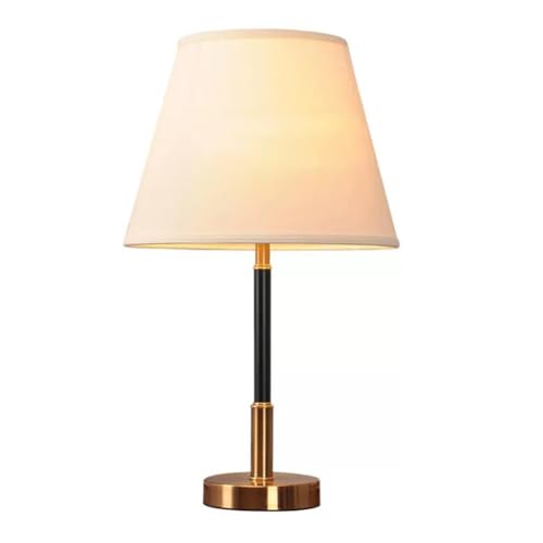 JHAISMAO Traditionell Antik Messing Tisch Lampe MitMetallsockel Weißer Plissierter Lampenschirm Modern Dimmbare Tischleuchte Ideal Für Nachttischlampen(Color:A) von JHAISMAO