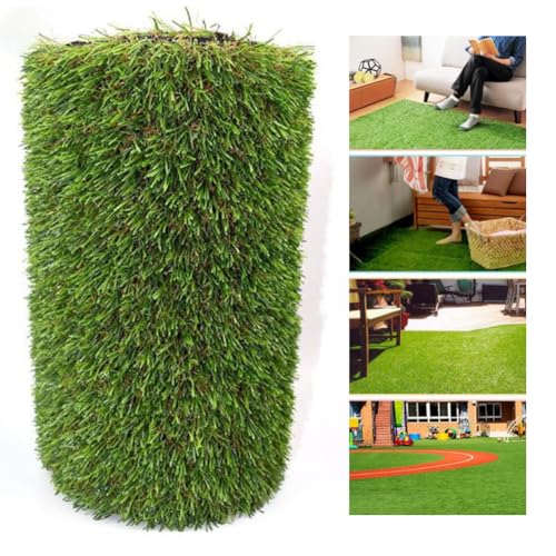Kunstrasen Realistisch Künstliches Gras TEPPICH Deluxe Synthetik Rasen Dick Rasen-Haustierrasen 0,7 Zoll Stapelhöhe Gummiunterseite Teppich Mit Drainagelöchern(Size:1.5x10m) von JHAISMAO