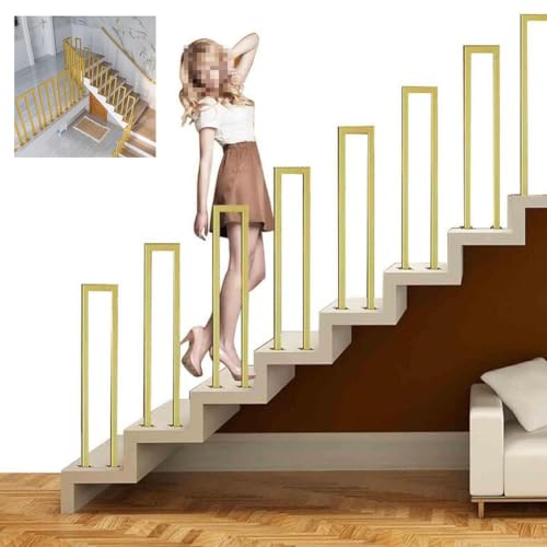 U-Förmige Treppenhandläufe Handlauf Treppe Geländer Treppe Treppengeländer Innen Nordic Modern GeläNder Treppe U-Förmiger Seitenlader Geländer Treppe Für Villen, Wohnungen(Size:110cm,Color:Gold) von JHAISMAO