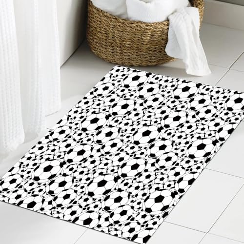JHAOUNUK Weich Badezimmerteppich 40x60cm,Nahtloses Muster aus polygonalen Fußbällen auf weißem Hintergrund. Fußb,rutschfest waschbar Badematte Flauschige Badteppich Saugfähig Badvorleger Duschvorleger JHAOUNUK Weich Badezimmerteppich 40x60cm,Nahtloses Muster aus polygonalen Fußbällen auf weißem Hintergrund. Fußb,rutschfest waschbar Badematte Flauschige Badteppich Saugfähig Badvorleger Duschvorleger von JHAOUNUK