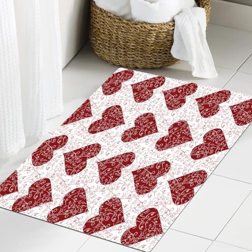 JHAOUNUK Weich Badezimmerteppich 40x60cm,Vektor-Herzen-Muster,rutschfest waschbar Badematte Flauschige Badteppich Saugfähig Badvorleger Duschvorleger JHAOUNUK Weich Badezimmerteppich 40x60cm,Vektor-Herzen-Muster,rutschfest waschbar Badematte Flauschige Badteppich Saugfähig Badvorleger Duschvorleger von JHAOUNUK