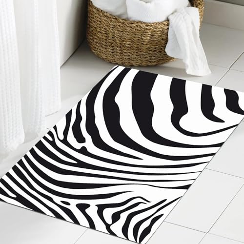 JHAOUNUK Schnell trocknende Badezimmermatte, saugfähige Bodenmatte für Zuhause, rutschfeste Gummi-Unterseite, leicht zu reinigen, Badezimmer-Duschmatte, Zebra-Illustration auf weißem Hintergrund, 50,8 JHAOUNUK Schnell trocknende Badezimmermatte, saugfähige Bodenmatte für Zuhause, rutschfeste Gummi-Unterseite, leicht zu reinigen, Badezimmer-Duschmatte, Zebra-Illustration auf weißem Hintergrund, 50,8 von JHAOUNUK