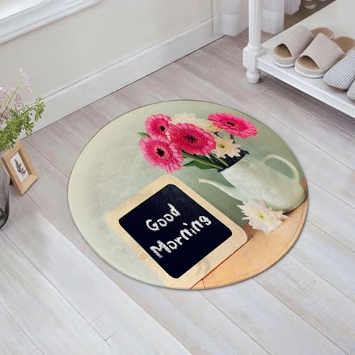 JHAOUNUK Schnell trocknende Badezimmermatte, saugfähige Bodenmatte für Zuhause, rutschfeste Gummi-Unterseite, leicht zu reinigen, Badezimmer-Duschmatte, Zitat, Tafel mit dem Spruch "Good Morning", 61 von JHAOUNUK