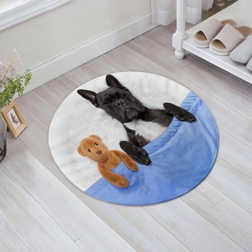JHAOUNUK Schnell trocknende Badezimmermatte, saugfähige Bodenmatte für Zuhause, rutschfeste Gummi-Unterseite, leicht zu reinigen, Badezimmer-Duschmatte, französische Bulldogge schläft im Bett mit JHAOUNUK Schnell trocknende Badezimmermatte, saugfähige Bodenmatte für Zuhause, rutschfeste Gummi-Unterseite, leicht zu reinigen, Badezimmer-Duschmatte, französische Bulldogge schläft im Bett mit von JHAOUNUK
