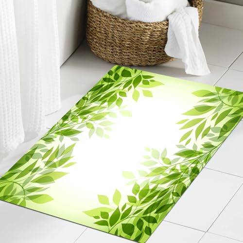JHAOUNUK Weich Badezimmerteppich 40x60cm,Baum im modernen Stil Druckrahmen mit Blättern und Feng Shui für das Ho,rutschfest waschbar Badematte Flauschige Badteppich Saugfähig Badvorleger Duschvorleger von JHAOUNUK