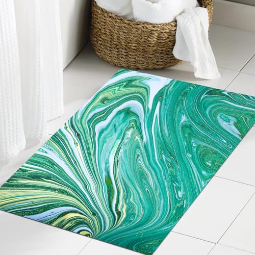 JHAOUNUK Weich Badezimmerteppich 40x60cm,Bunter Farbfluss auf Leinwand. Abstrakter Hintergrund oder Textur. Acry,rutschfest waschbar Badematte Flauschige Badteppich Saugfähig Badvorleger Duschvorleger von JHAOUNUK