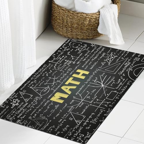 JHAOUNUK Weich Badezimmerteppich 40x60cm,Handgezeichnete Mathematikformeln auf der Tafel für Hintergrundbanner,rutschfest waschbar Badematte Flauschige Badteppich Saugfähig Badvorleger Duschvorleger von JHAOUNUK