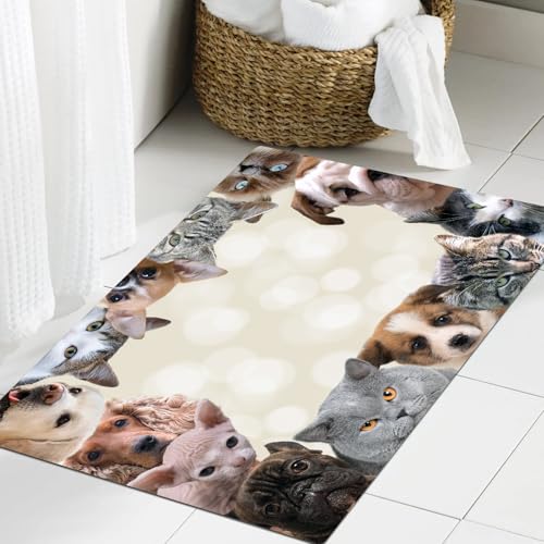 JHAOUNUK Weich Badezimmerteppich 40x60cm,Sammlung von Meerestieren aus der Natur mit Motiven inspiriert von Stam,rutschfest waschbar Badematte Flauschige Badteppich Saugfähig Badvorleger Duschvorleger von JHAOUNUK