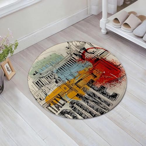 JHAOUNUK Weich Badezimmerteppich 60x60cm,Besuchen Sie Rom,rutschfest waschbar Badematte Flauschige Badteppich Saugfähig Badvorleger Duschvorleger von JHAOUNUK