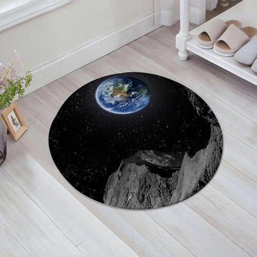 JHAOUNUK Weich Badezimmerteppich 60x60cm,Blick auf die Erde vom Mond aus. Elemente Dieses Bildes bereitgestellt,rutschfest waschbar Badematte Flauschige Badteppich Saugfähig Badvorleger Duschvorleger von JHAOUNUK