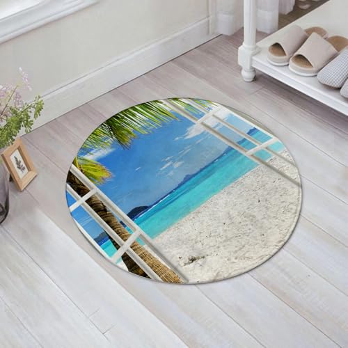 JHAOUNUK Weich Badezimmerteppich 60x60cm,Blick durch EIN Fenster auf einen tropischen Strand,rutschfest waschbar Badematte Flauschige Badteppich Saugfähig Badvorleger Duschvorleger JHAOUNUK Weich Badezimmerteppich 60x60cm,Blick durch EIN Fenster auf einen tropischen Strand,rutschfest waschbar Badematte Flauschige Badteppich Saugfähig Badvorleger Duschvorleger von JHAOUNUK