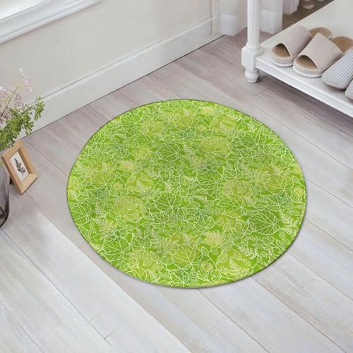 JHAOUNUK Weich Badezimmerteppich 60x60cm,Frühling, grüner Hintergrund mit Pflanzen,rutschfest waschbar Badematte Flauschige Badteppich Saugfähig Badvorleger Duschvorleger von JHAOUNUK