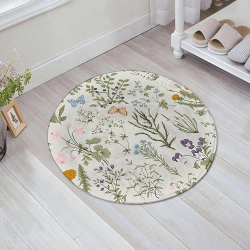 JHAOUNUK Weich Badezimmerteppich 60x60cm,Nahtloses Blumenmuster im Vintage-Stil des Vektors. Kräuter und Wildblu,rutschfest waschbar Badematte Flauschige Badteppich Saugfähig Badvorleger Duschvorleger von JHAOUNUK